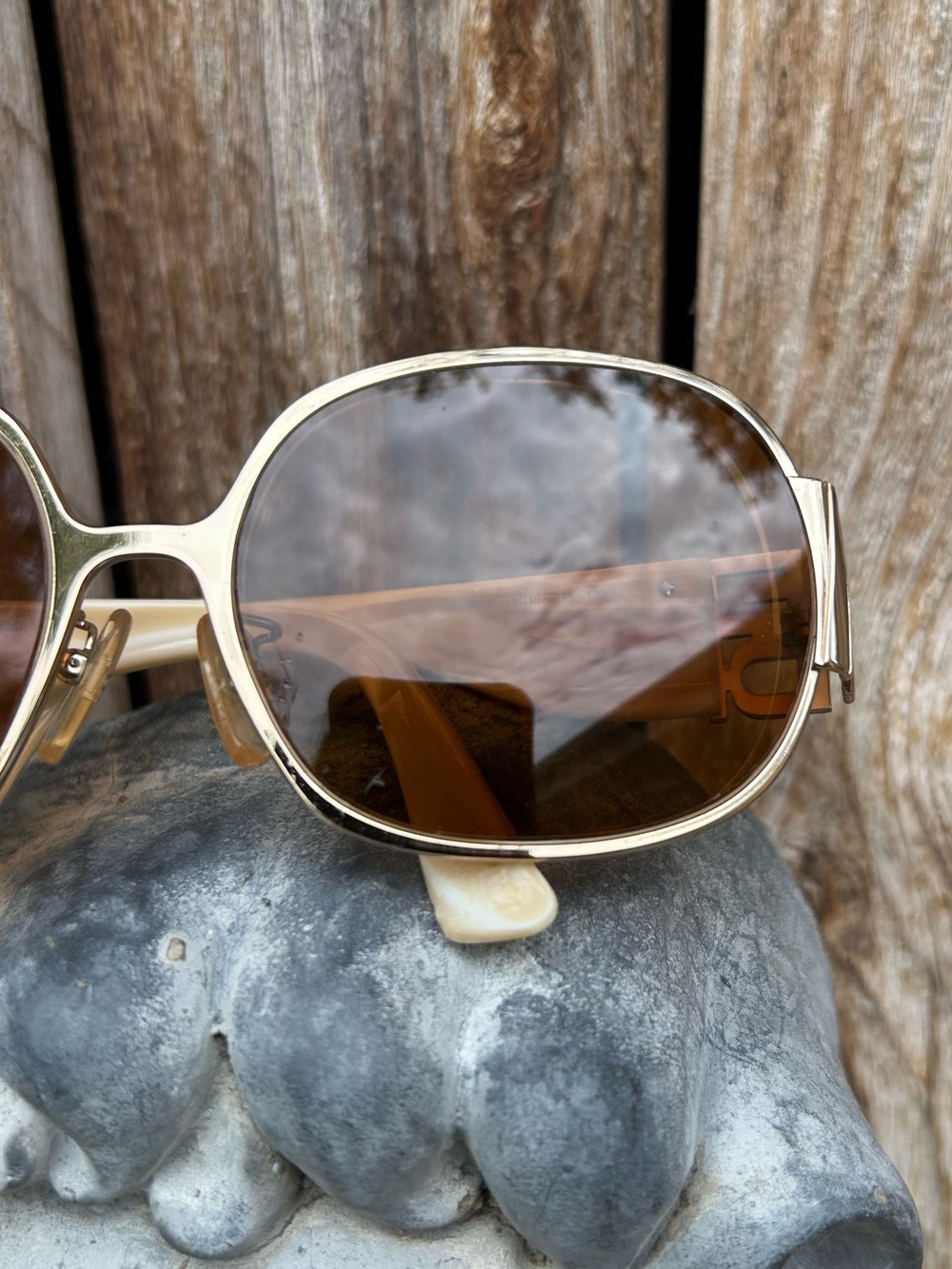 Fendi Vintage Sunglasses Brown Cream Tortoise Shell Gold Frame - Picture 3 of 16